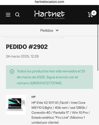 Tableta PC HP ELITE Windows Plata/Negro