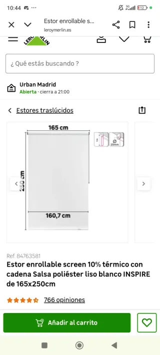 Estor enrollable screen blanco Estores Leroy