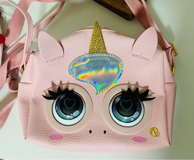 Bolso infantil unicornio rosa y dorado