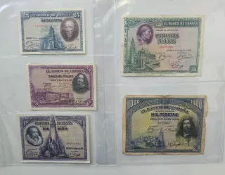 Lote 5 Billetes Españoles 1928