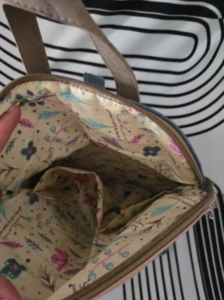 Bolso Mochila Rosa y Azul con Dibujo