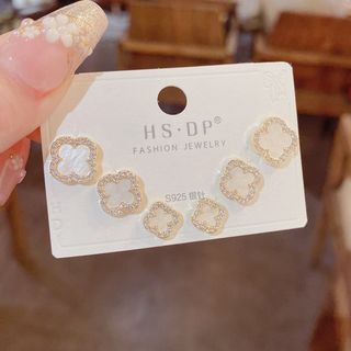 Pendientes HS-DP Trébol Oro Blanco