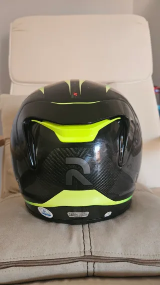 Casco Moto HJC Negro, verde y amarillo.