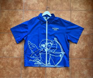 Camisa azul vintage manga corta