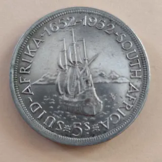 Moneda Sudáfrica 1952 5 chelines