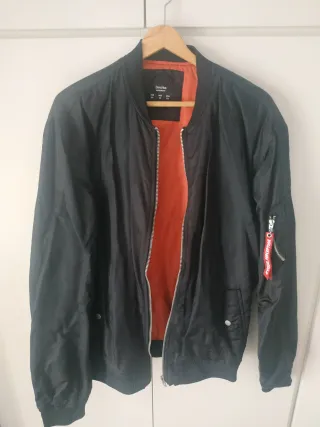 Bomber Bershka Negra Naranja Talla XXL