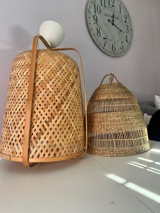Lámpara bambú y pantalla mimbre