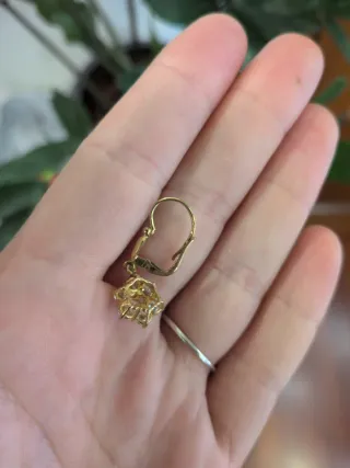 Pendientes Oro Flor Circonitas Largos