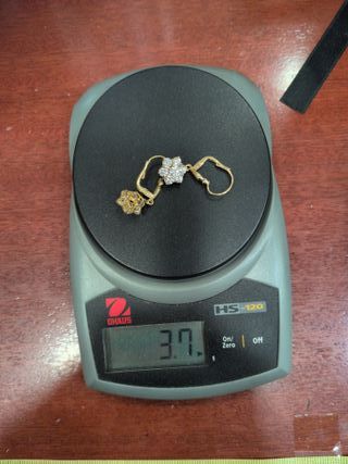 Pendientes Oro Flor Circonitas Largos