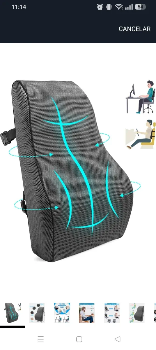 Cojín Lumbar Soporte Espalda Gris