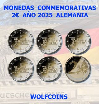 🇩🇪 ALEMANIA MONEDAS 2€ EUROS 2025 "UNIDAD" 5CECA
