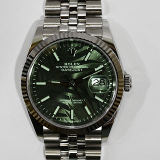 Rolex Datejust 36mm Bisel Oro Blanco Green Palm