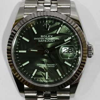 Rolex Datejust 36mm Bisel Oro Blanco Green Palm