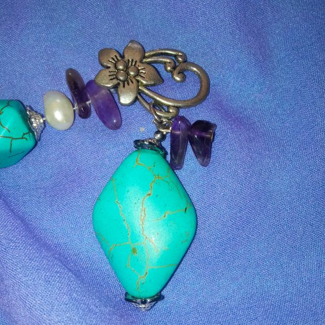 Collana Vintage Ametista,Turchese e Perle barocche