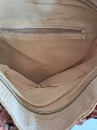 Bolso de tela y  rafia con estampado étnico