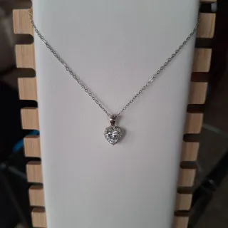 Colgante Corazón Plata y Moissanita