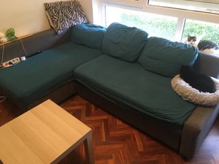 Sofá modular IKEA gris y verde