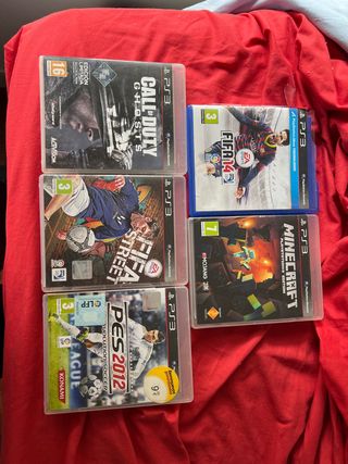 Lote 5 Juegos PS3: FIFA 14, PES 2012, Minecraft, 