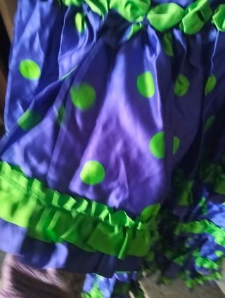 Traje Flamenca Morado y Verde Lunares