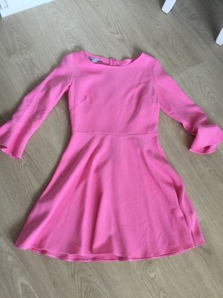 Vestido rosa manga larga