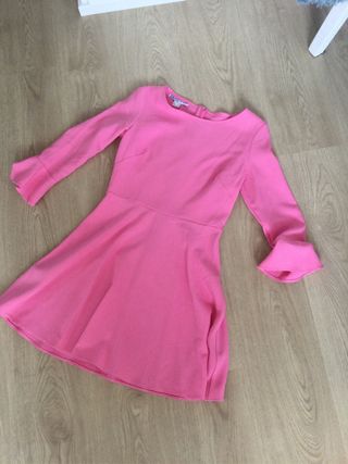 Vestido rosa manga larga