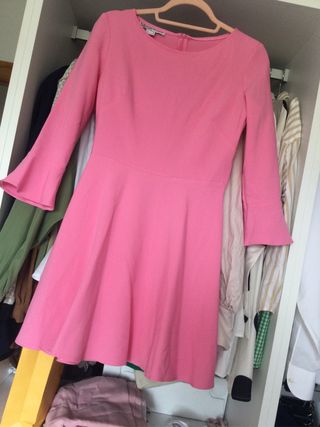 Vestido rosa manga larga