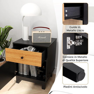 Comodino in Rattan 40 x 39 x 55 cm, Mobile Moderno