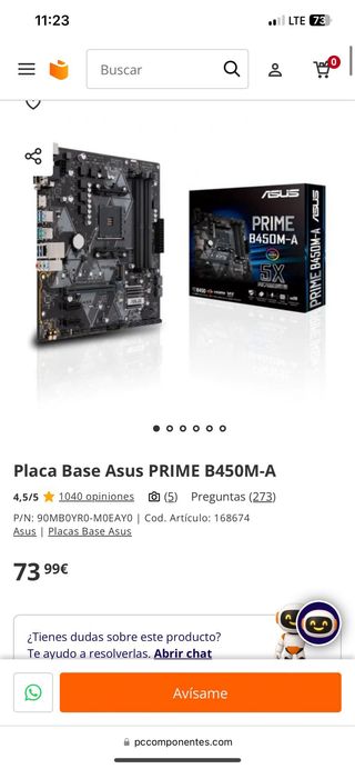 Placa Base Asus B450M-A + x 2 módulos RAM