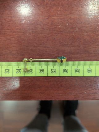 Pendientes largos oro rectos esmeralda