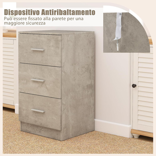 Comodino Camera da Letto 37 x 34 x 66,5cm, Cassett