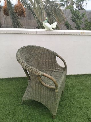 2 Sillones Bambú Mimbre Verde