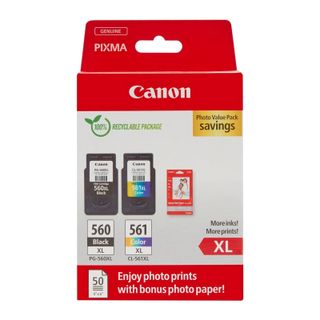 Canon PG-560XL + CL-561XL + 50 hojas papel foto
