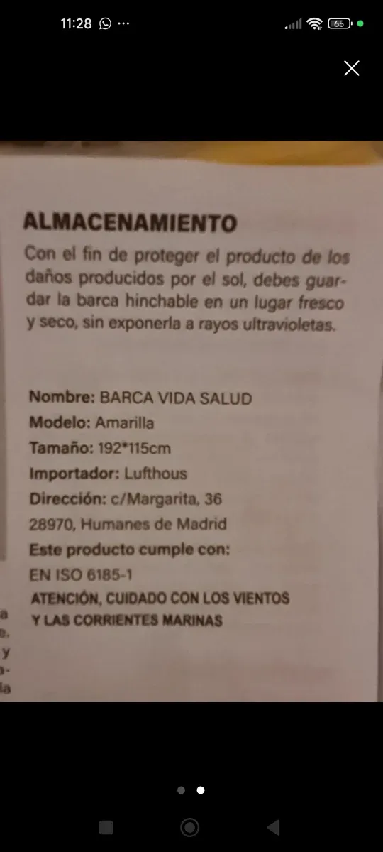 Barca hinchable Vida Salud Amarilla