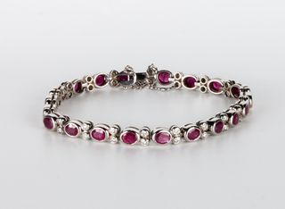 Pulsera Oro Blanco Rubíes y Diamantes