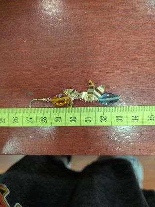 Pendientes largos oro y piedras