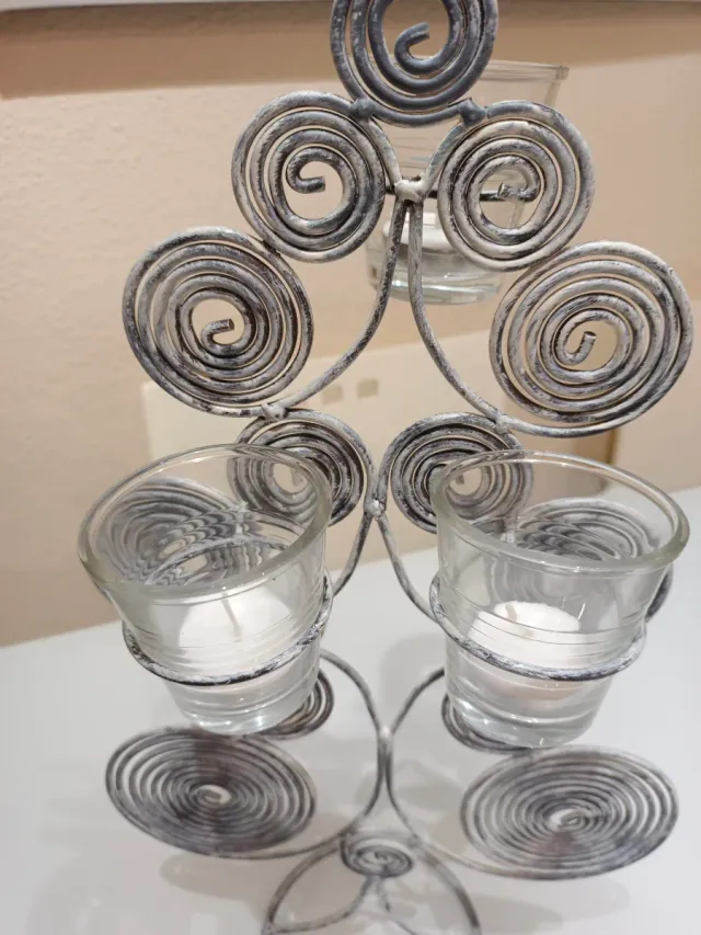 árbol de Navidad candelabro de hierro y velas