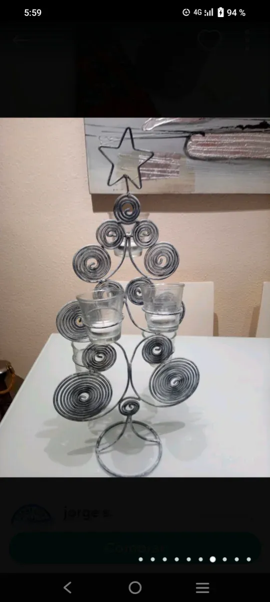 árbol de Navidad candelabro de hierro y velas