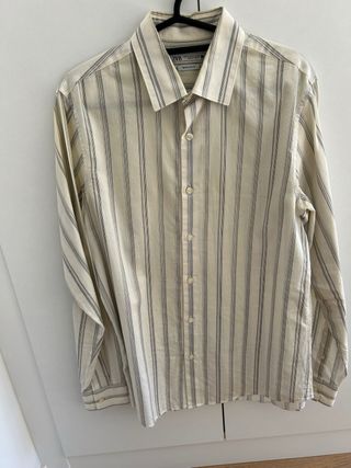 Camisa Zara Rayas Grises Talla M Hombre