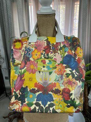Bolso Braccialini lona y piel estampado floral