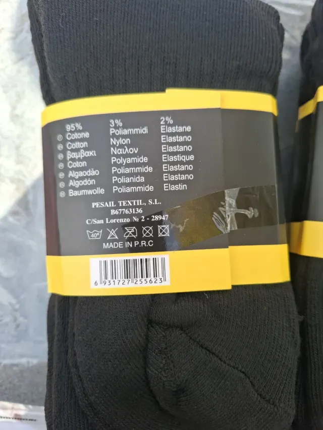 6 paia di calzini da lavoro neri PESAL taglia 40-46