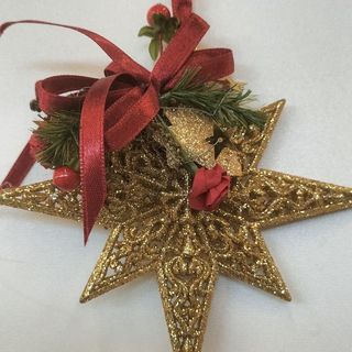 Decorazione Natalizia Stella Oro e Rosso