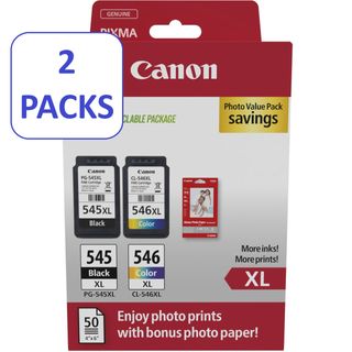 2 Packs Canon PG545XL+CL546XL+50 hojas papel foto