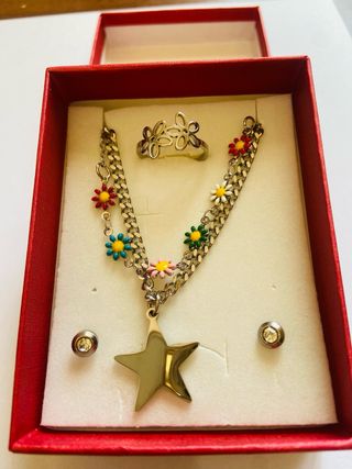 Set Collana, Anello e Orecchini Stella Fiori