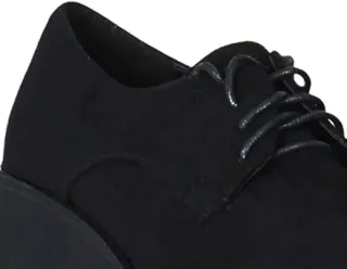 Zapato Blucher Abotinado Plataforma Negro