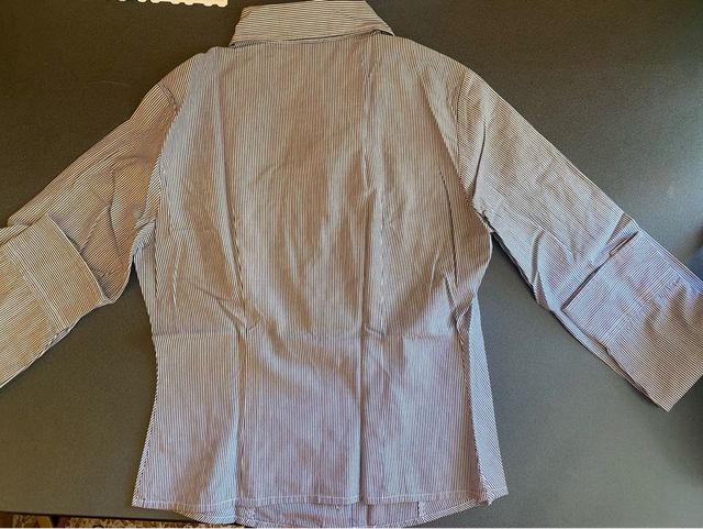 Camicia Benetton righe bianche e nere con rouches