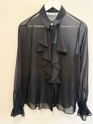 Camisa Zara seda negra 