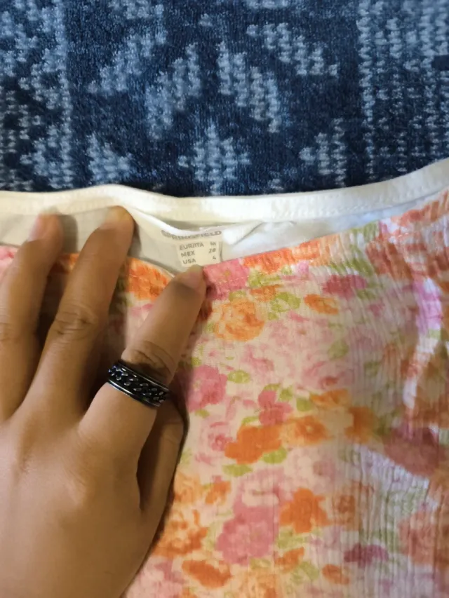 Camiseta floral mujer naranja y rosa