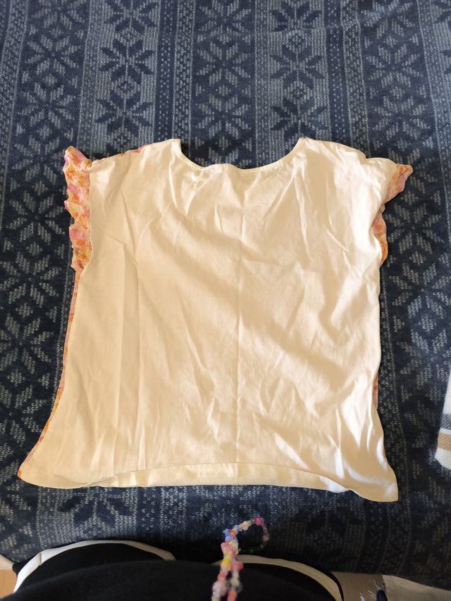 Camiseta floral mujer naranja y rosa