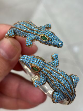 Bracciale Argento 925 Coccodrillo Turchese