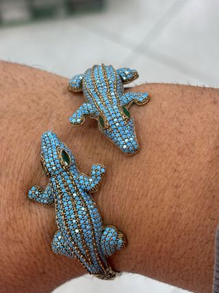 Bracciale Argento 925 Coccodrillo Turchese